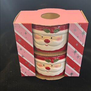 Two Christmas Santa  Ramikins